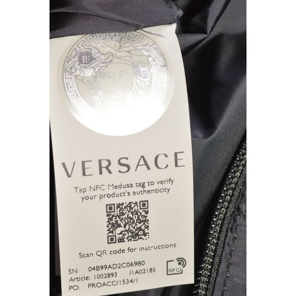 NEW Versace $1,095 Baroque Medusa Print Nylon Cinched Drawstring Purse Backpack main image 5